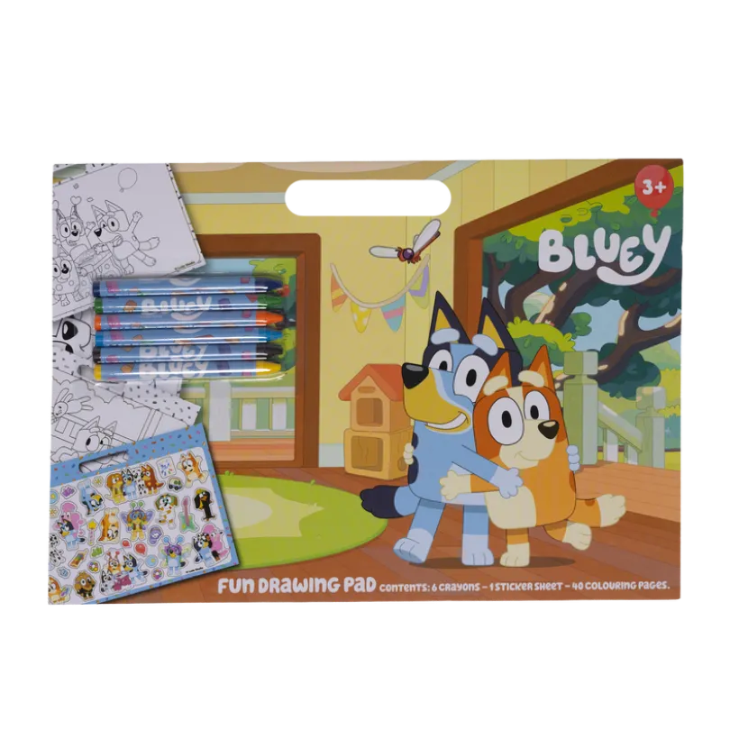 BLUEY, Tegnblokk med fargestifter og klistremerker