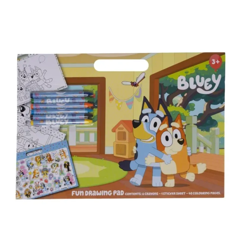BLUEY, Tegnblokk med fargestifter og klistremerker