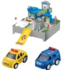 City Racing - Garasje, 2 mini politibiler og taxi