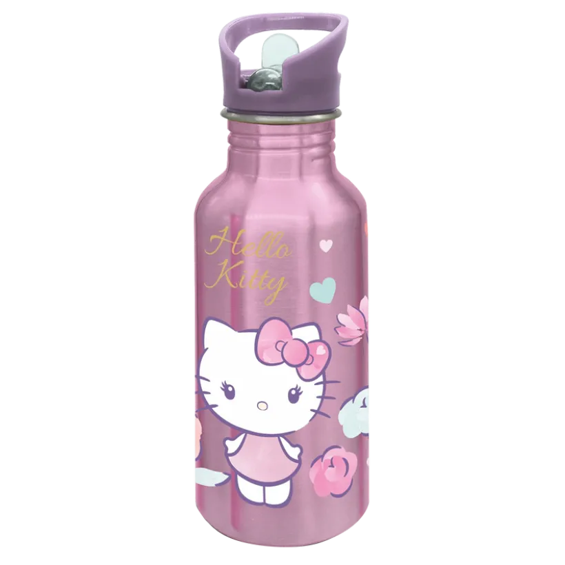 HELLO KITTY Aluminiumsflaske med Sugerør 545 ml