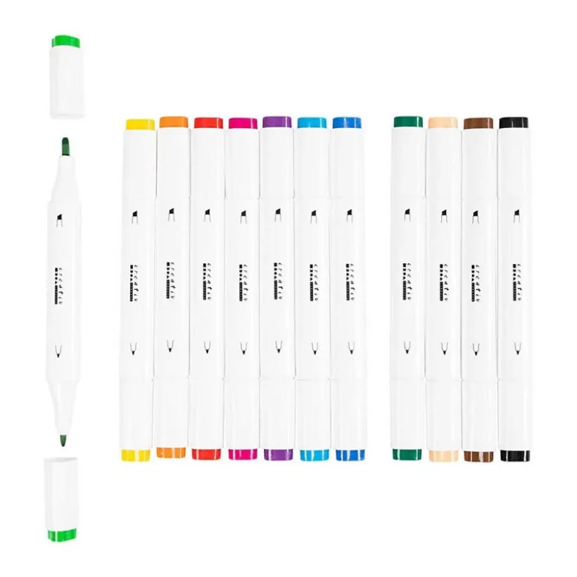 Illustrasjonsmarker, Standardfarger, Spiss 1+8 mm, 12 stk./
