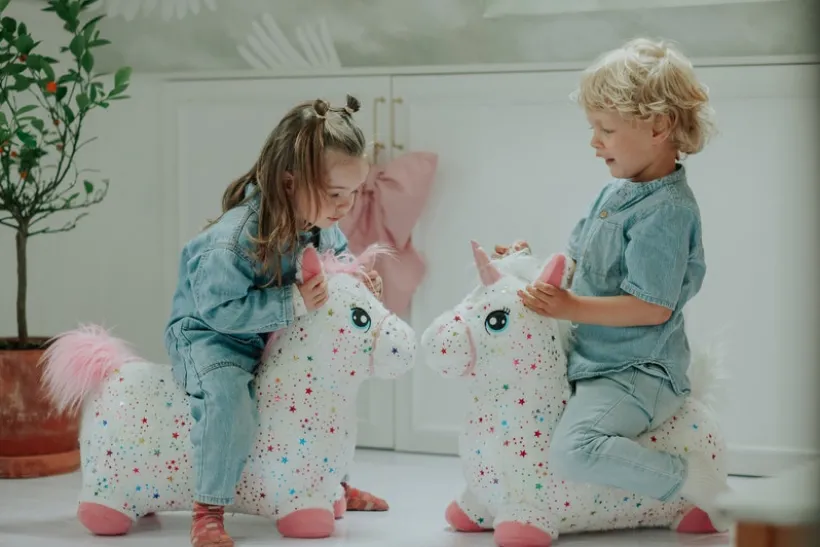 KREA Hop and Bounce Enhjørning med rosa hår