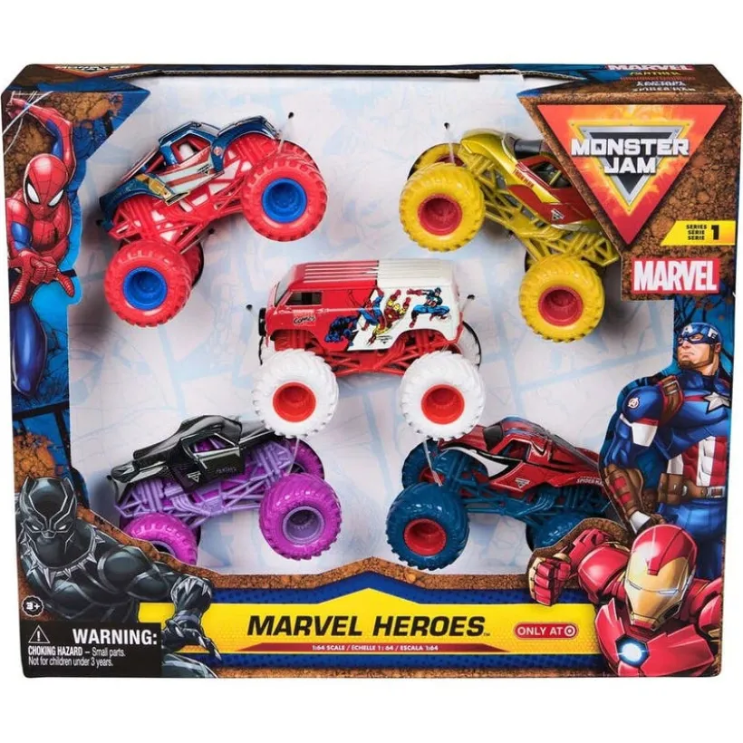 Monster Jam 1:64 Marvel 5-pakning