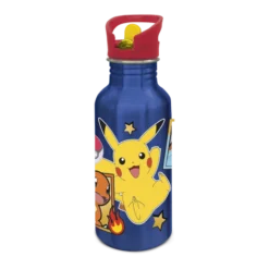 Pokemon vannflaske i aluminium med sugerør