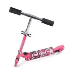 Sparkesykkel rosa med LED-hjul og bakbrems – Skills